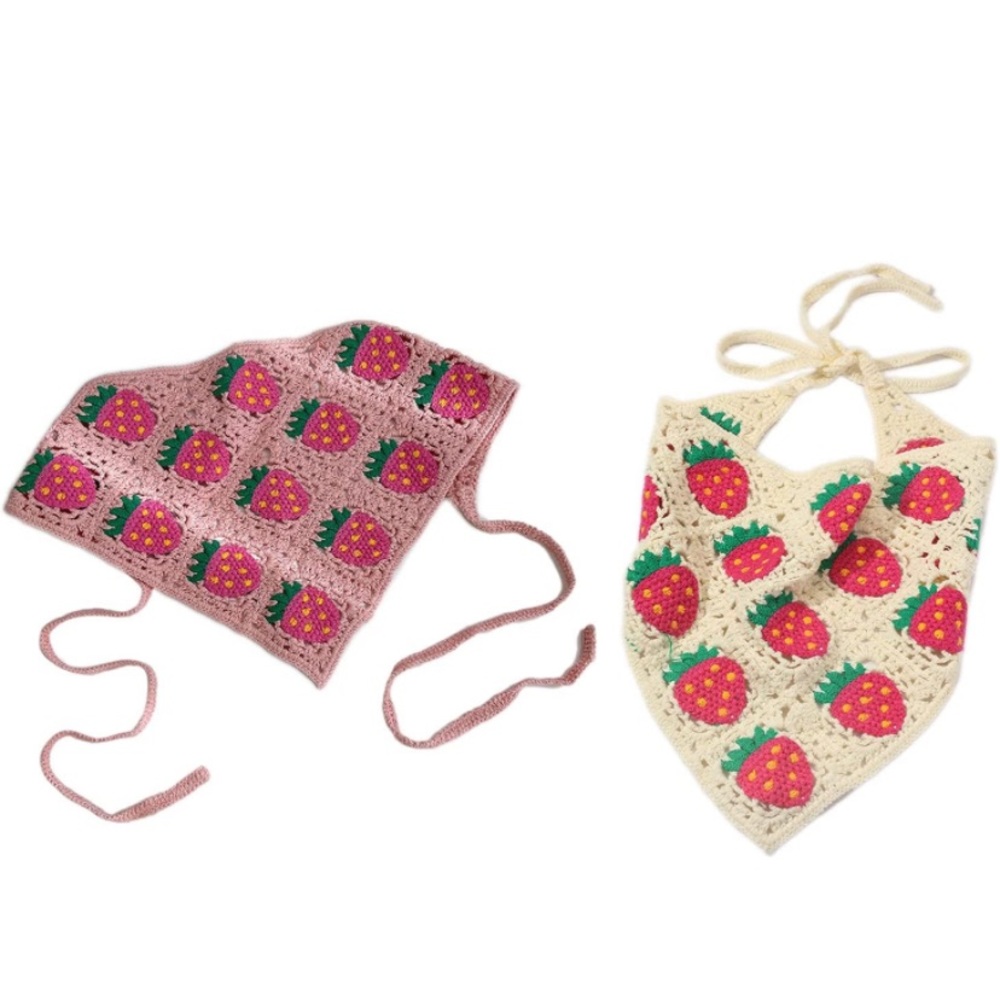 PINK Strawberry 🍓 crochet 🧶head scarf 
Doll vibes. 2000s sweet Boho chic